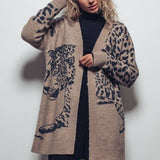 Animal Jacquard Long Knit Cardigan