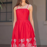 Scalloped Eyelet Embroidered Midi Dress