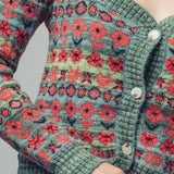 Vintage Floral Jacquard Knit Cardigan