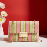 Women's straw crossbody bag small square bag