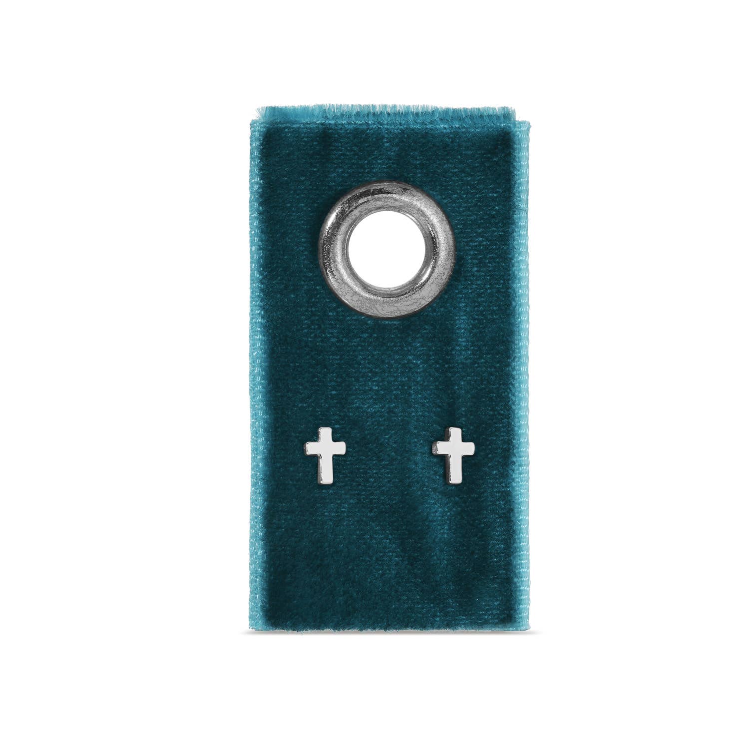 Small Cross Studs On Velvet Tag