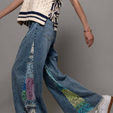 Paisley Bandana Print Denim Jeans