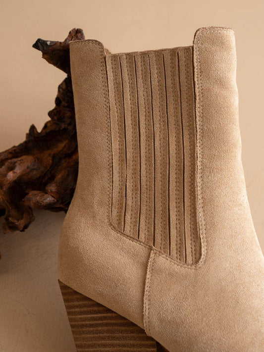The Lydia | Almond Suede Bootie