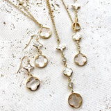 Gold Long Chain Clover & Pearl Necklace