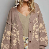 Bohemian Vintage Floral Embroidered Knit Cardigan Sweater