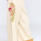 Time To Shine Denim Pants - Cream | Wide Leg Floral Slacks