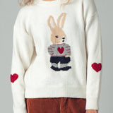 Bunny Motif Heart Sweater