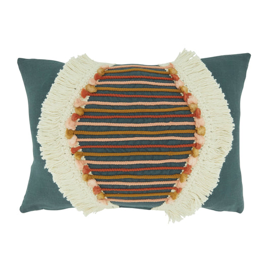 Throw Pillow With Fringe Lace Design