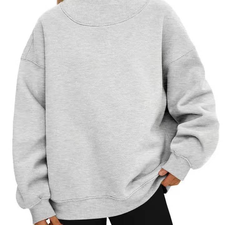 Oversized Mock Neck Top Sweatshirt