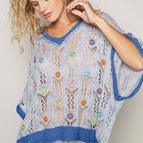 V-neck Floral Outseam Sweater