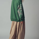 Romantic Lace Embroidered Sleeve Sweatshirt