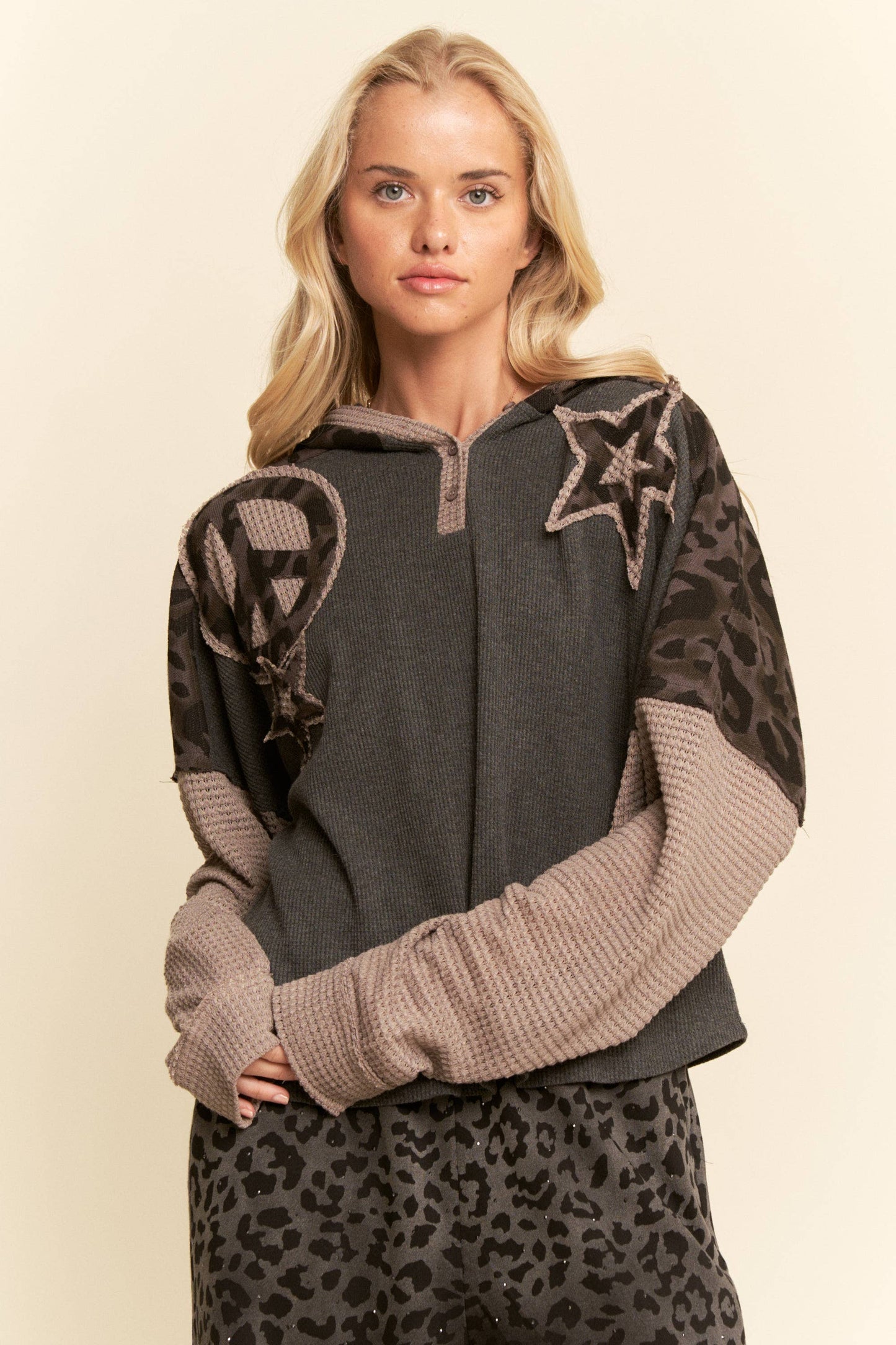 Star & Peace Patchwork Hoodie