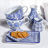 Blu/Wht Handled Cup-6 Asst-4.5"D-1483
