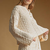 T6979ST   CABLE SWEATER HALF BUTTON UP PULLOVER TOP