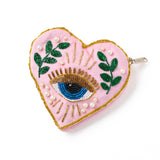 Manku Beaded Heart Zippered Coin Purse Pouch