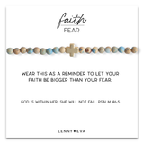 Faith Over Fear Cross Bracelet, 4mm-Blue Jasper | Christian