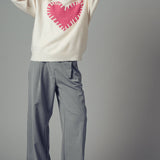 Heart Appliqué Knit Sweater