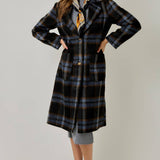 61594 Brushed Plaid Long Coat