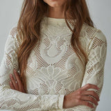 Seamless Jacquard Mock Neck Long Sleeve Top