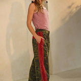 Washed Camo Printed Cotton Pants