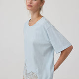 Slub Knit Lace Hem Tee - RTK1154