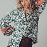 Floral Mix Print Pintuck Blouse