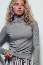 Striped Turtleneck Knit Top