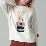 Bunny Motif Heart Sweater