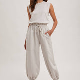 Drawstring Waist Sleeveless Jumpsuit