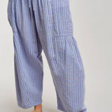 Striped Cotton Drawstring Harem Pants