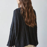 Quarter Sleeve Loose Cable Knit Sweater