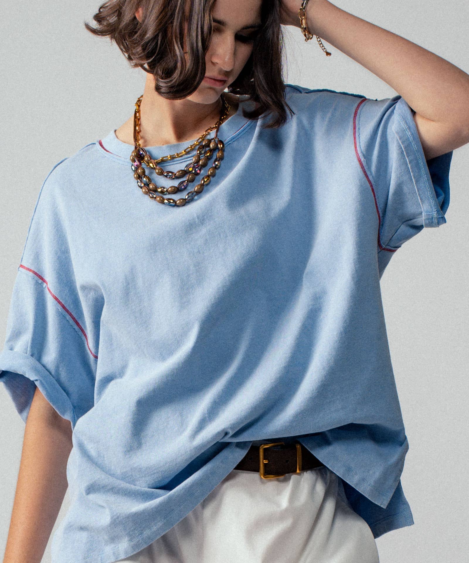 Contrast Stitch Oversized Tee