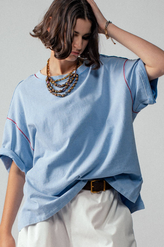 Contrast Stitch Oversized Tee