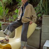 Button Front Polka Dot Sherpa Jacket