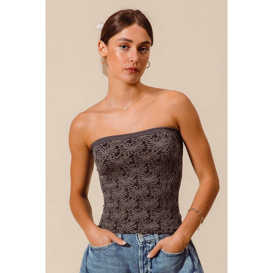 Jacquard Floral Seamless Tube Top