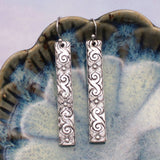 Vintage Silver Floral Bar Earrings