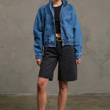 Washed Denim Bomber Jacket - RJ1071