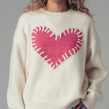 Heart Appliqué Knit Sweater