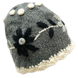 hand stitched flower beanie