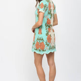 FLORAL TAPESTRY PATTERN SCALLOPED EDGE SWEATER DRESS FW10534