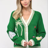 GOLF EMBROIDERED PATCH CARDIGAN LW2119