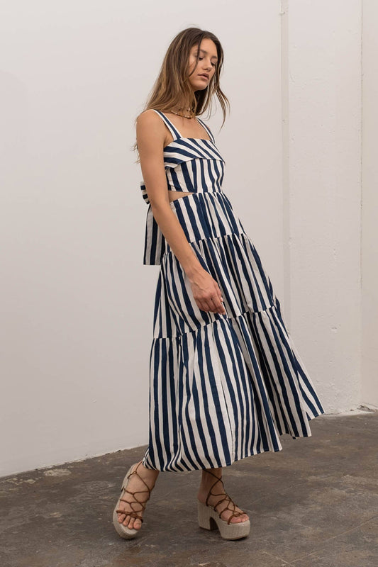 Ruffled Striped Midi Dress