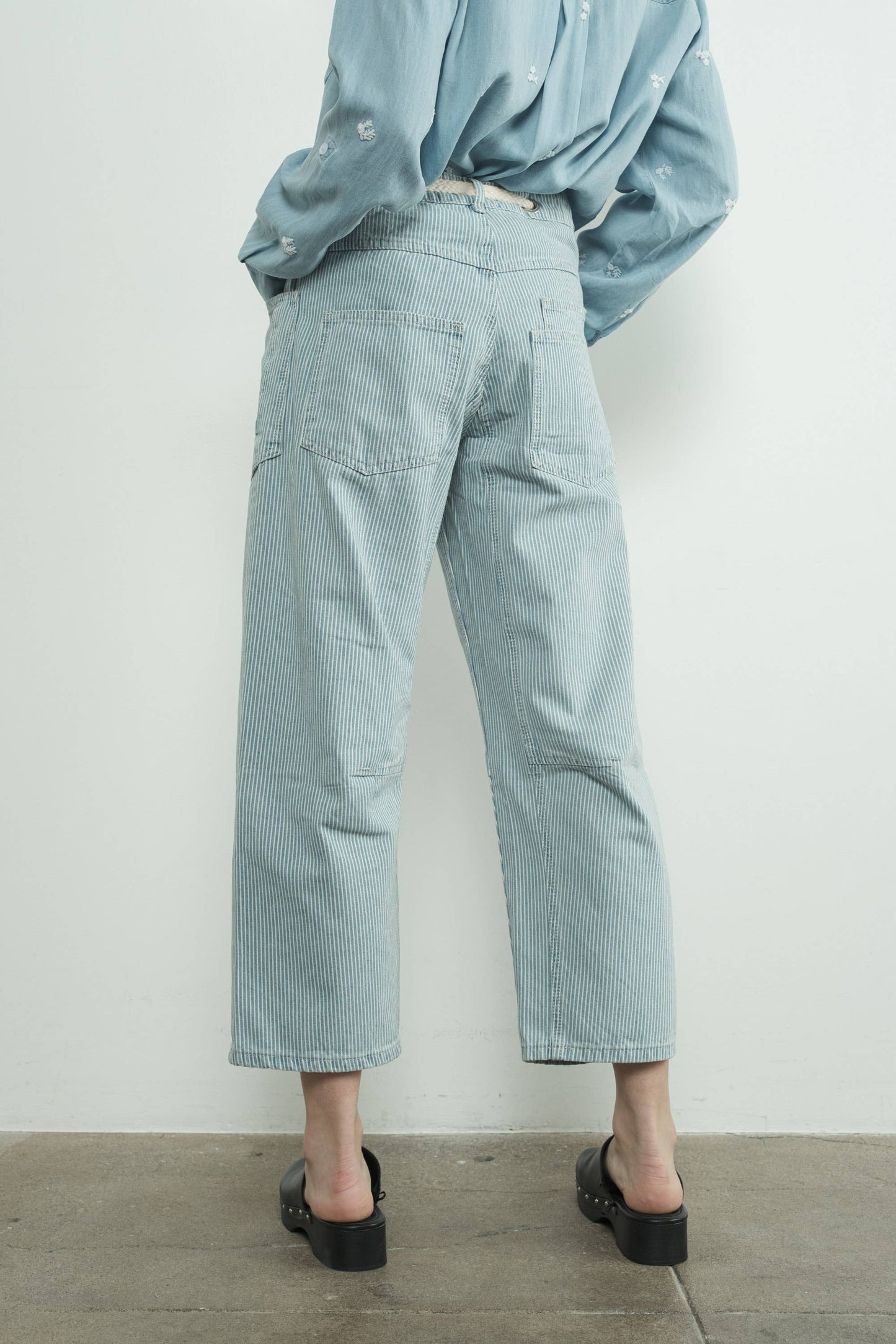 Barrel Denim Pants w/ Drawstring Waist