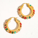 Capri 18K Gold Color Beaded Resort Hoop Earring