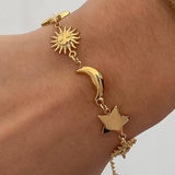 Leonora 18K Gold Non-Tarnish Sun and Star Bracelet