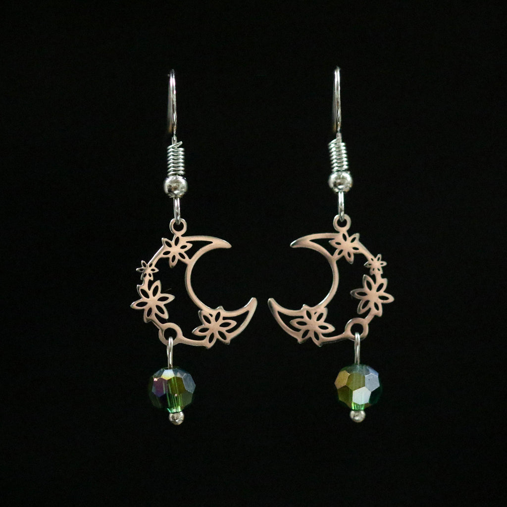 Floral Moon Earrings