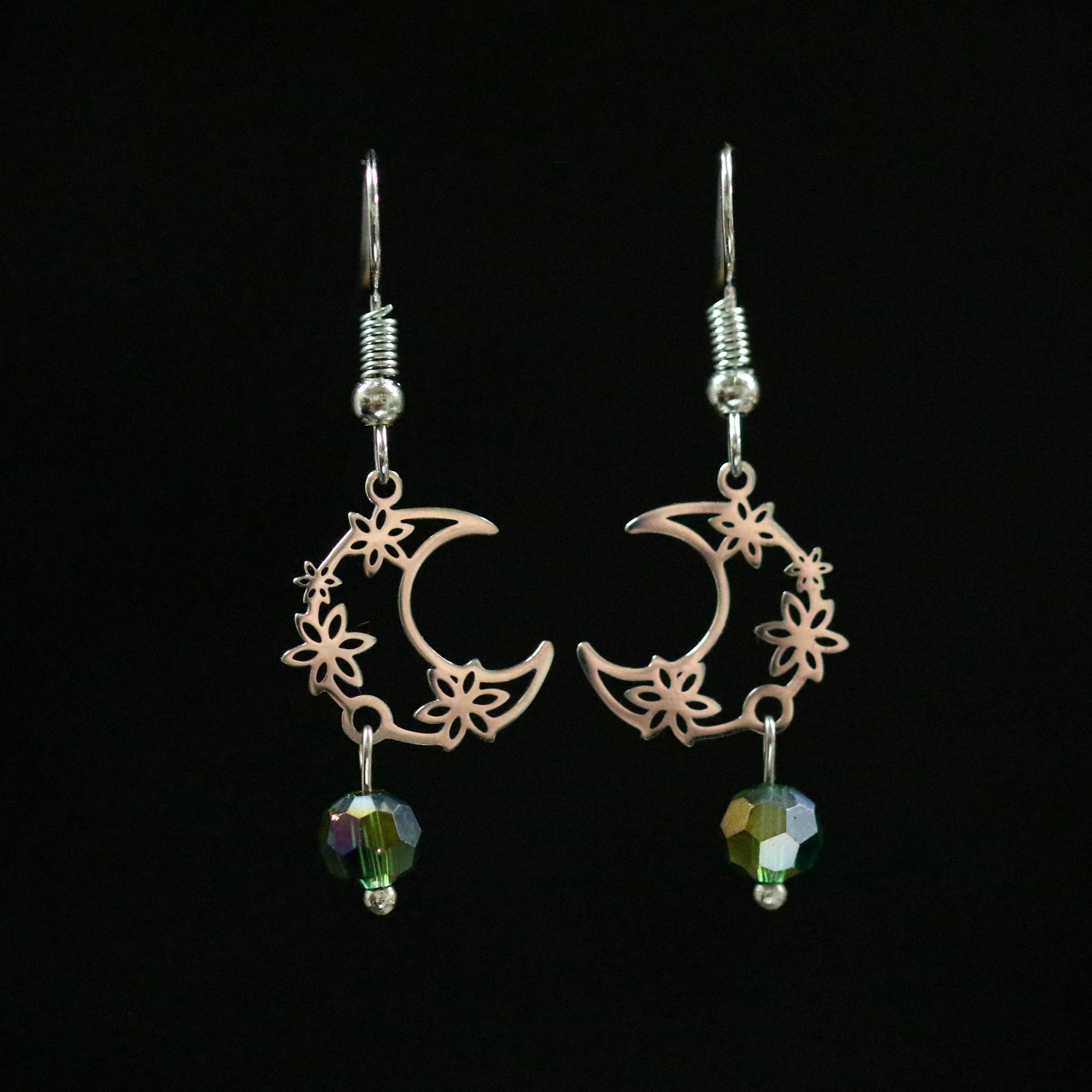 Floral Moon Earrings