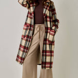 61594 Brushed Plaid Long Coat