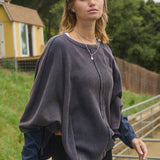 Plus Acid Washed Thermal Batwing Pullover
