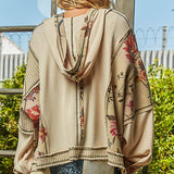 Floral Panel Knit Hoodie